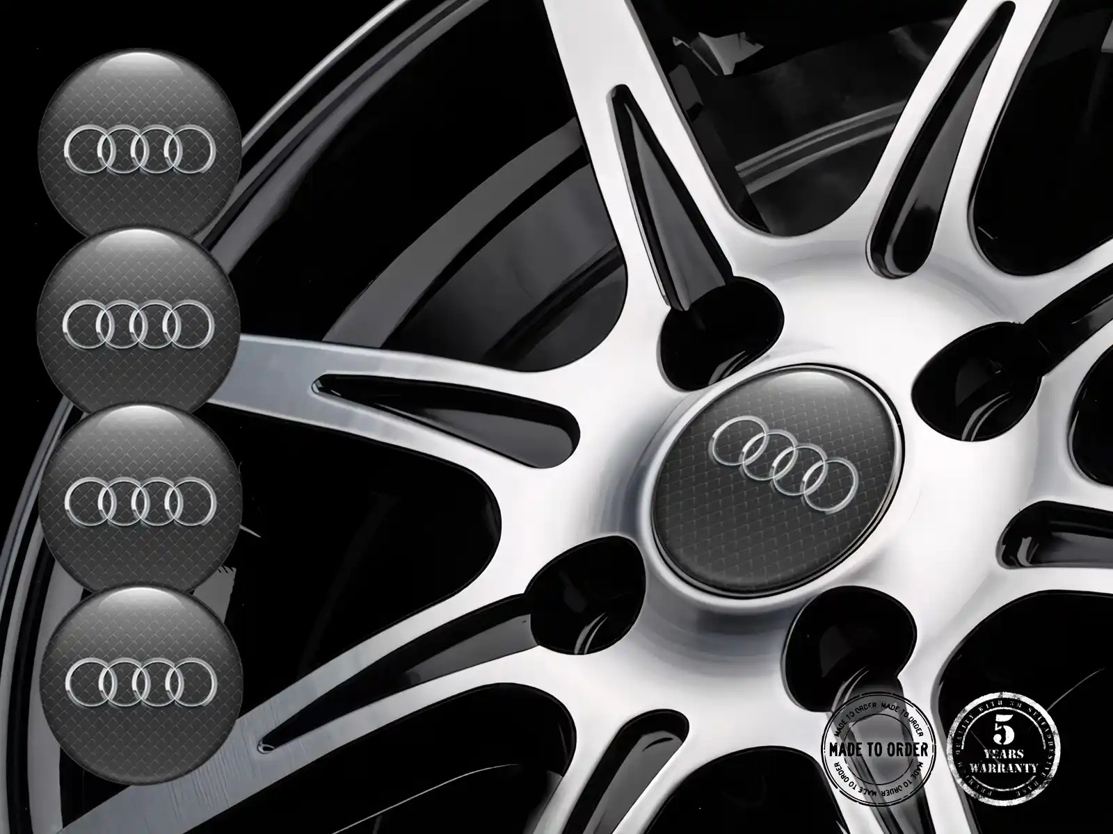 Audi Pegatina Bombada Logo Emblemas de Rueda Elegante